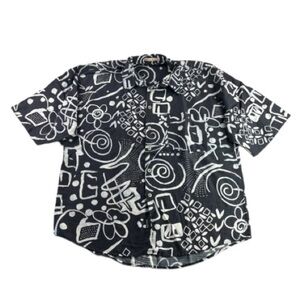 Guess Aloha Abstract Print Linen Button Down Shirt Size Large
